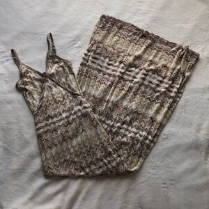Bebe Beige and Brown Strappy Maxi Dress